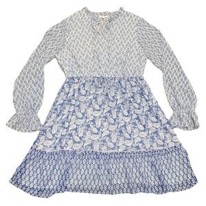 Blu Pepper Dress Large Milkmaid Prairie Mini Floral Ruffle Cottage Core Blue